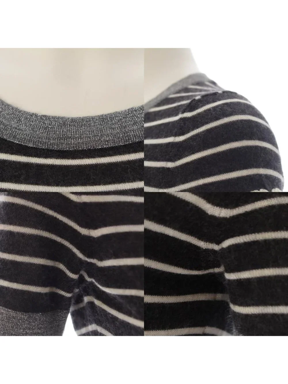 Chanel 09c Cashmere Silk Sleeve CC Logo Design Short Long Knit Dress Silver